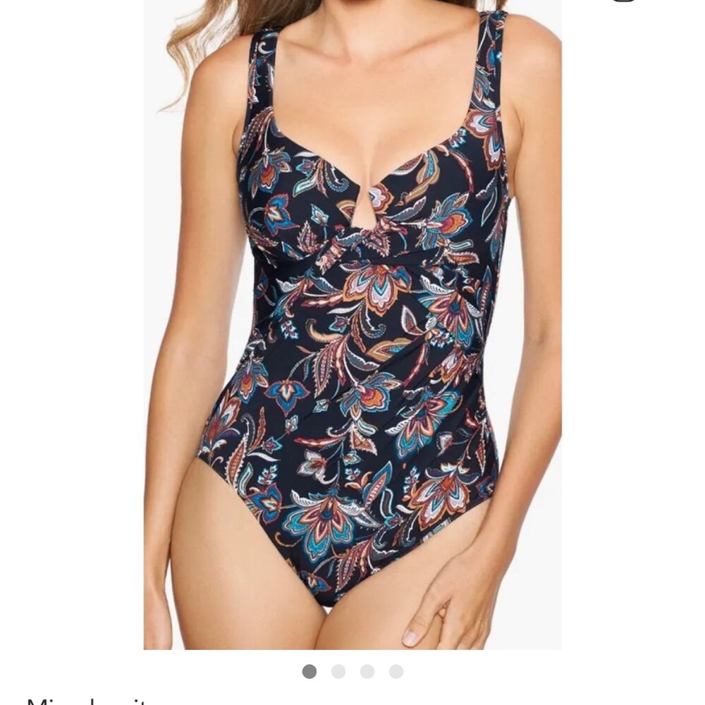 Miraclesuit Black and Blue Floral Swimsuit